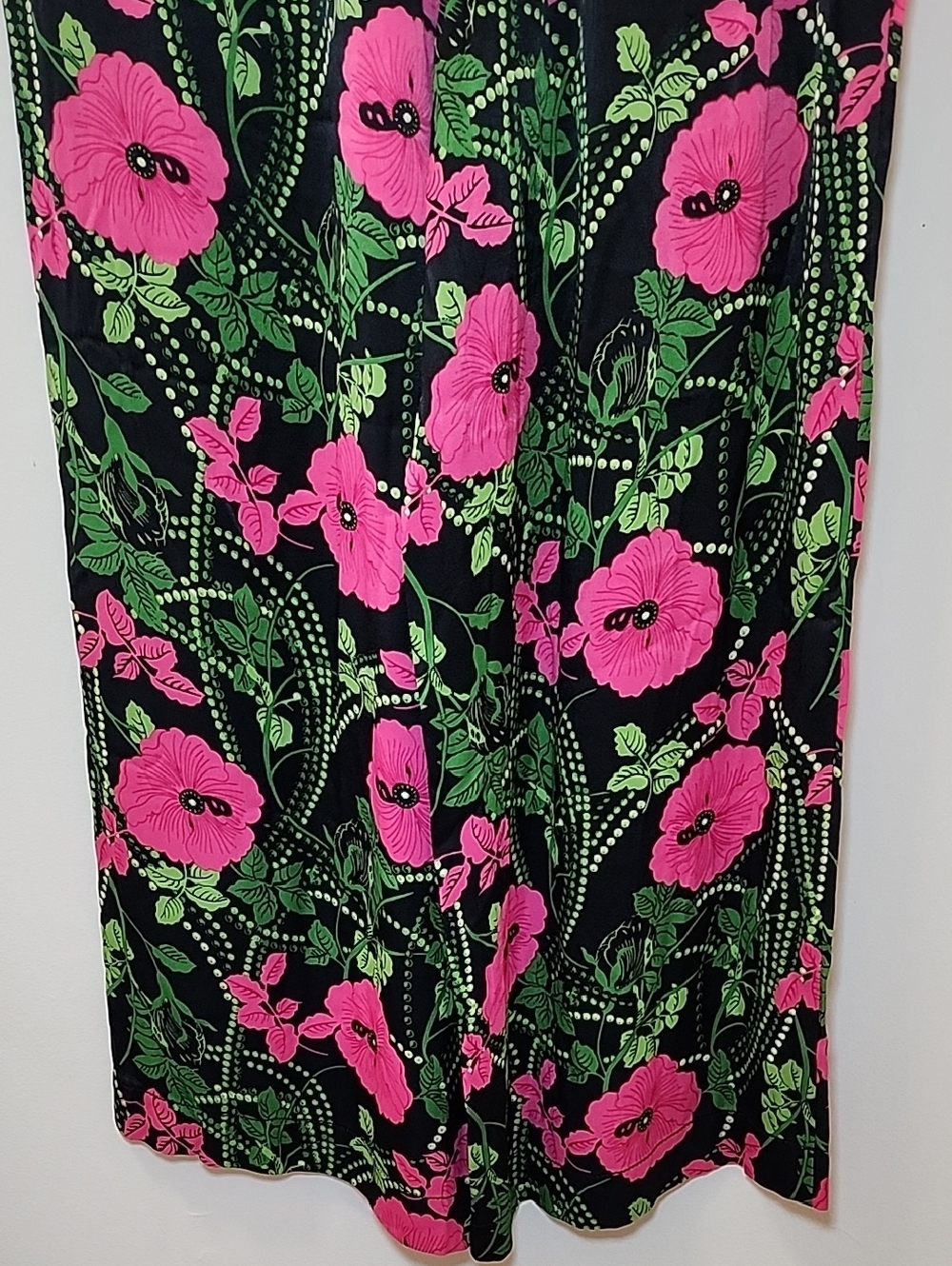 Anthropologie Maeve The Saria Smocked Wide-Leg Floral Pants Kelly Green/Pink S - Picture 11 of 16